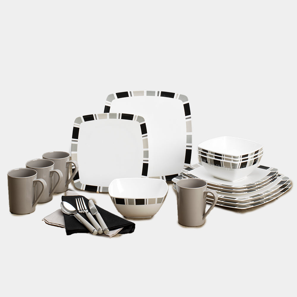 Ensemble de 16 pièces en mélamine Flamefield Carré