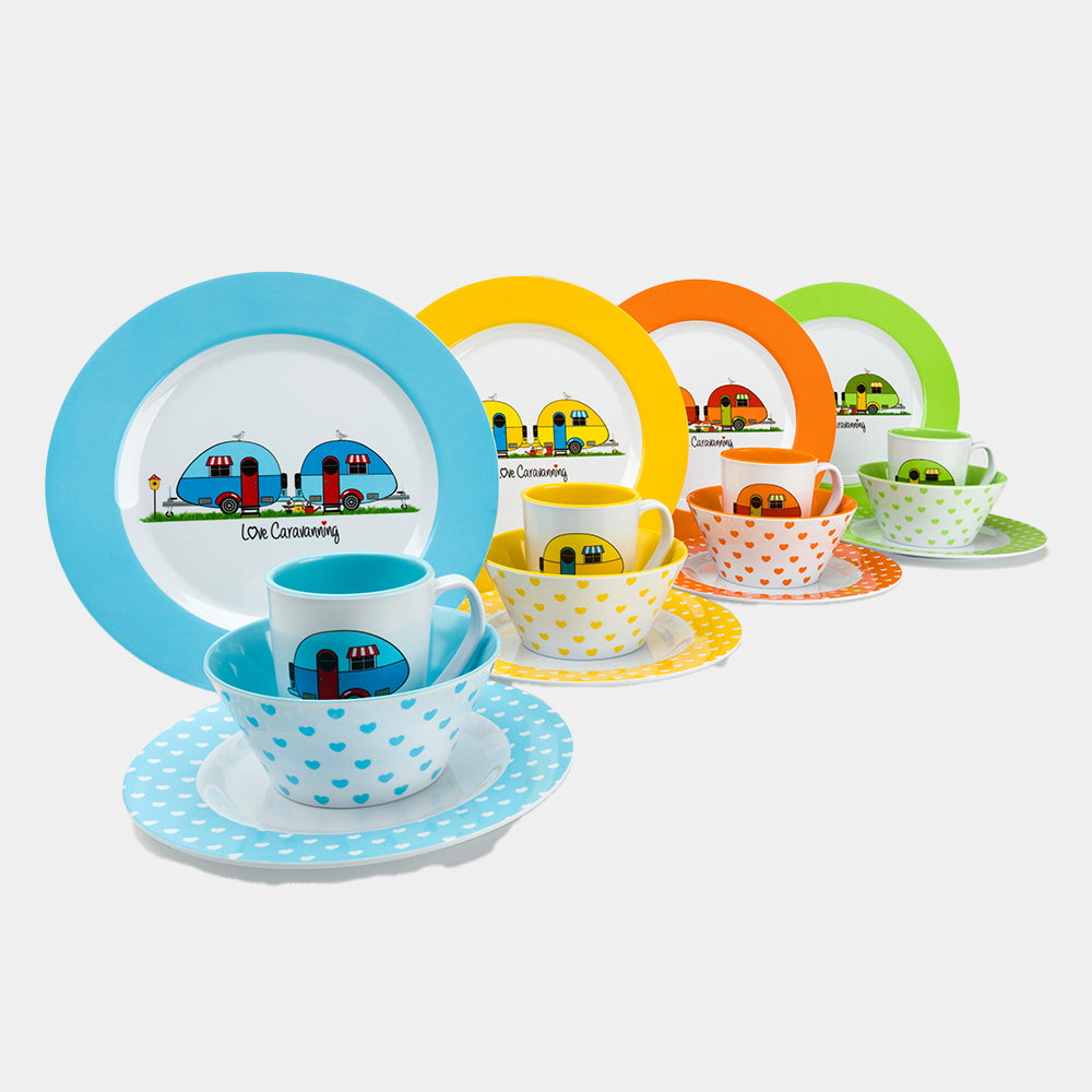 Ensemble de 13 pièces en mélamine Flamefield Love Caravaning