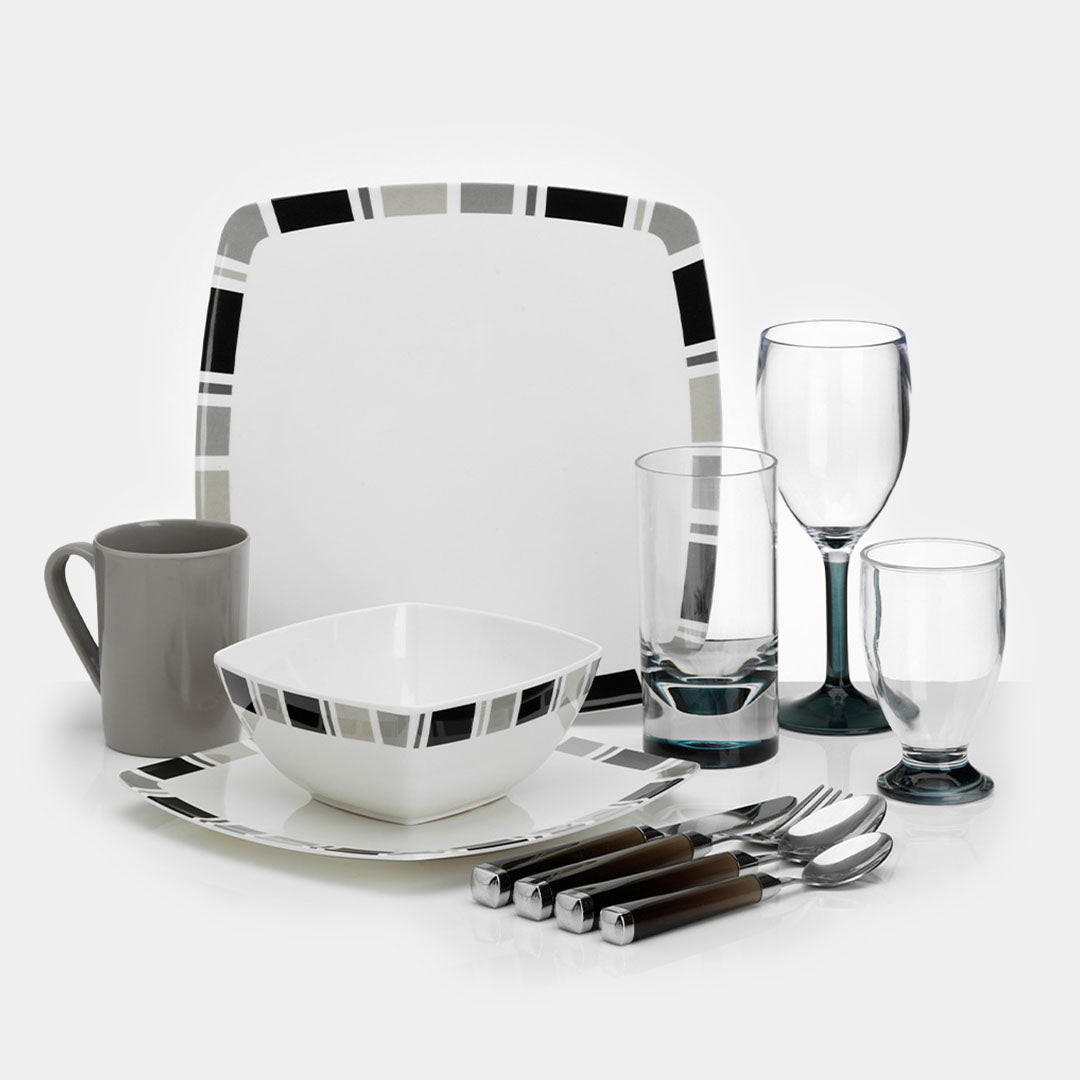 Ensemble de 16 pièces en mélamine Flamefield Carré